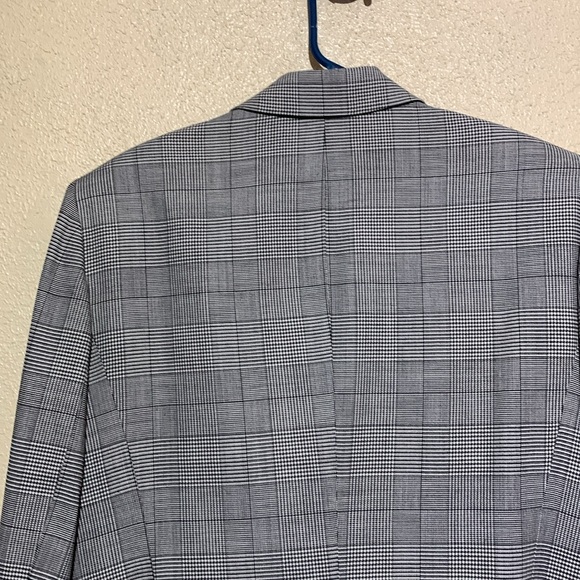 Anne Klein Blazer Jacket 14 Double Breasted Hounds Tooth Black White Pockets - Picture 13 of 15